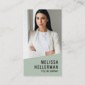 Carte De Visite Code QR Logo Photo Professionnel Vert Vertical (Devant)