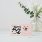 Carte De Visite Code QR - Logo professionnel Blush Pink Profession (Debout devant)