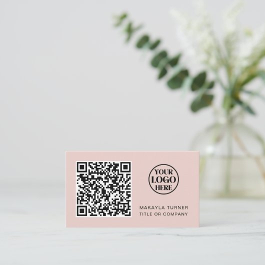 Carte De Visite Code QR - Logo professionnel Blush Pink Profession (Debout devant)