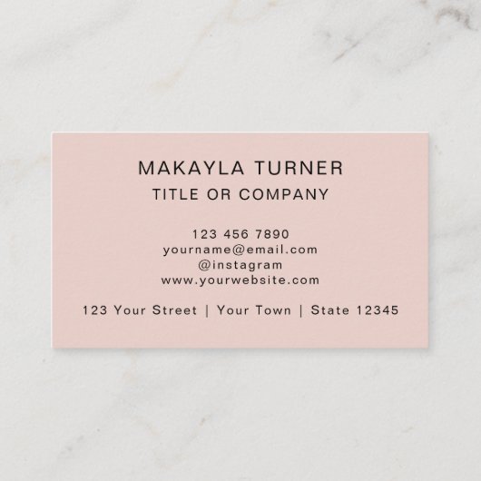 Carte De Visite Code QR - Logo professionnel Blush Pink Profession (Dos)