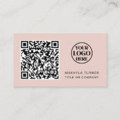 Carte De Visite Code QR - Logo professionnel Blush Pink Profession (Devant)