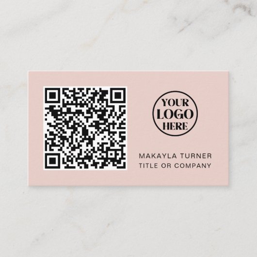 Carte De Visite Code QR - Logo professionnel Blush Pink Profession (Devant)