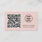 Carte De Visite Code QR - Logo professionnel Blush Pink Profession (Devant)