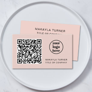 Carte De Visite Code QR - Logo professionnel Blush Pink Profession