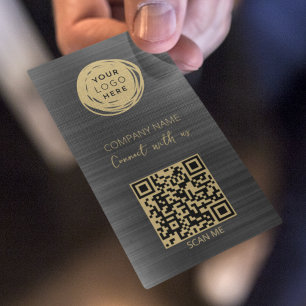Carte De Visite Code QR Logo professionnel brossé noir