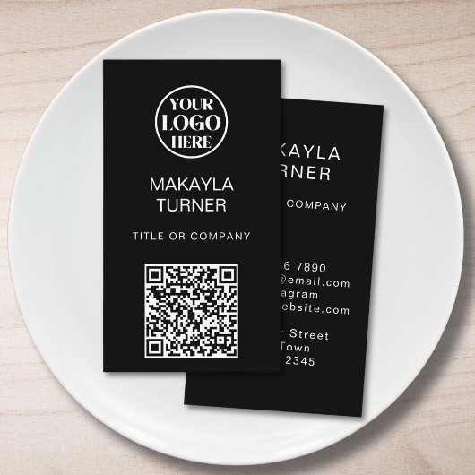 Carte De Visite Code QR Logo Professionnel d'Entreprise