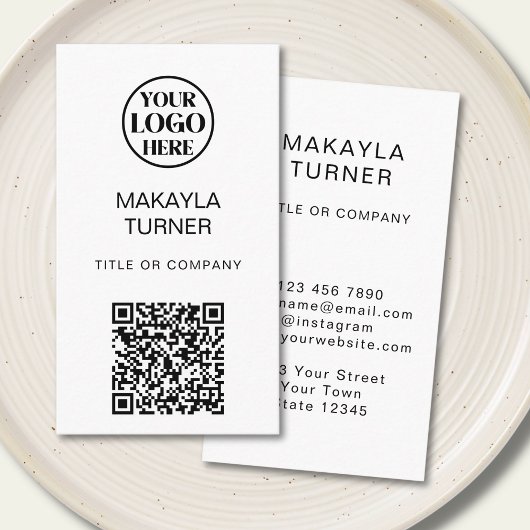 Carte De Visite Code QR Logo Professionnel d'Entreprise