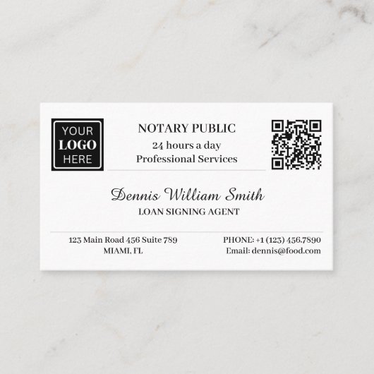 Carte De Visite Code QR Logo professionnel Notaire professionnel (Devant)