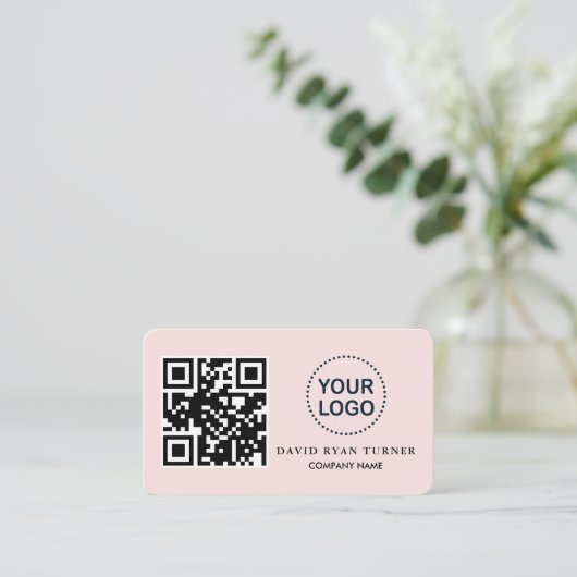 Carte De Visite Code QR - Logo professionnel Pink Blush Profession (Debout devant)