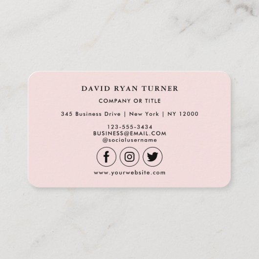 Carte De Visite Code QR - Logo professionnel Pink Blush Profession (Dos)