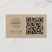 Carte De Visite Code QR logo professionnel|Rustique Kraft  (Devant)