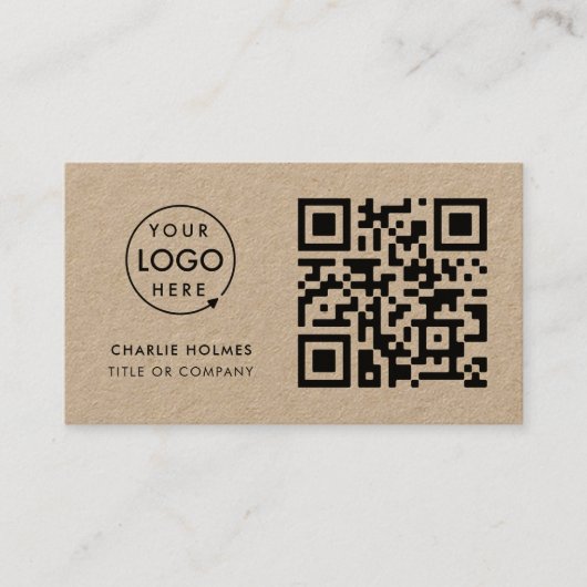 Carte De Visite Code QR logo professionnel|Rustique Kraft  (Devant)