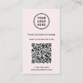 Carte De Visite Code QR Logo Promotionnel Moderne Rose (Devant)