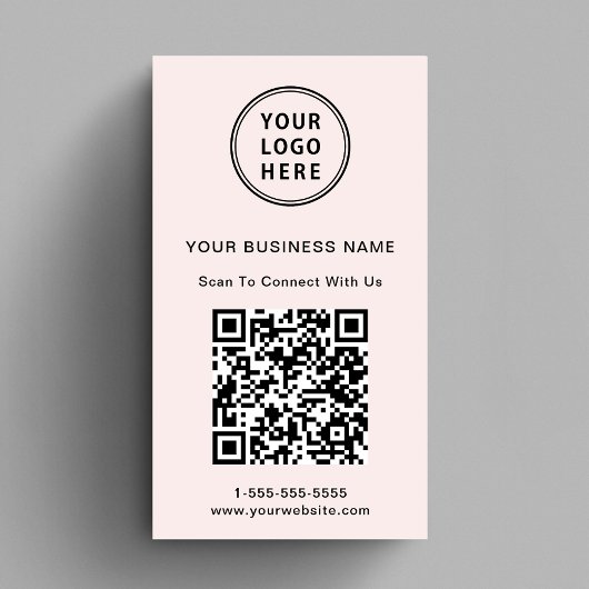 Carte De Visite Code QR Logo Promotionnel Moderne Rose