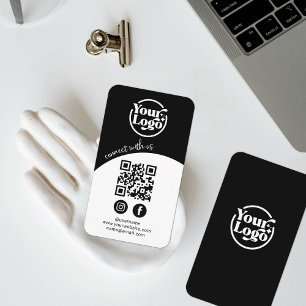Carte De Visite Code QR Logo Réseau Social Noir Connectez-Vous À N