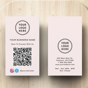 Carte De Visite Code QR Logo Réseau Social Rose