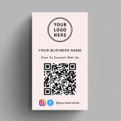 Carte De Visite Code QR Logo Réseau Social Rose