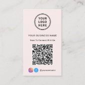 Carte De Visite Code QR Logo Réseau Social Rose (Devant)