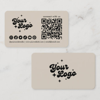 Carte De Visite Code Qr Logo Réseaux Sociaux Beige Se Connecter Av