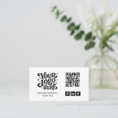 Carte De Visite Code QR Logo Rétro (Debout devant)