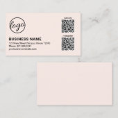Carte De Visite Code QR Logo Rose Clair Professionnel Moderne (Devant / Derrière)
