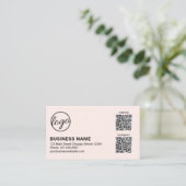 Carte De Visite Code QR Logo Rose Clair Professionnel Moderne (Debout devant)