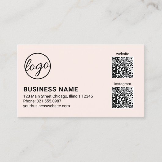 Carte De Visite Code QR Logo Rose Clair Professionnel Moderne (Devant)