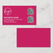 Carte De Visite Code QR Logo Rose Foncé Professionnel Moderne (Devant / Derrière)