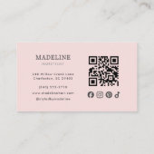 Carte De Visite Code QR Logo Rose Pâle Photo Coiffeur (Dos)
