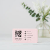 Carte De Visite Code QR Logo Rose Pâle Professionnel (Debout devant)