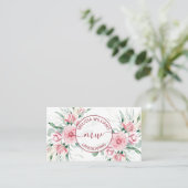 Carte De Visite Code QR | Logo Roses Roses aquarelle (Debout devant)