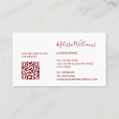 Carte De Visite Code QR | Logo Roses Roses aquarelle (Dos)