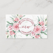 Carte De Visite Code QR | Logo Roses Roses aquarelle (Devant)