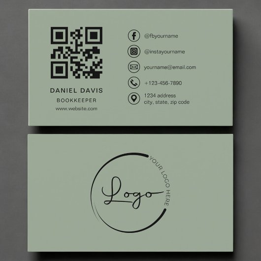 Carte De Visite Code QR Logo Sage Vert Comptable