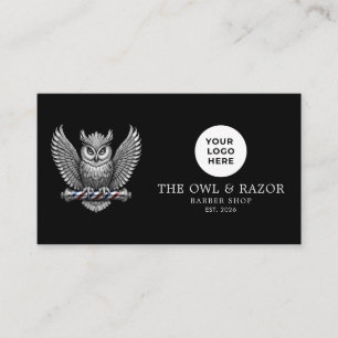Carte De Visite Code Qr Logo Salon de Coiffure Professionnel Hibou