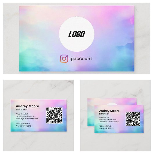 Carte De Visite Code QR Logo Salons de Esthétique Spas