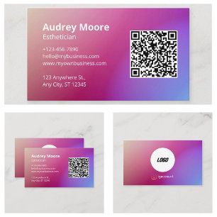 Carte De Visite Code QR Logo Salons de Esthétique Spas Moderne