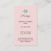 Carte De Visite Code QR Logo Script Rose Pâle Photo Maquillage (Dos)