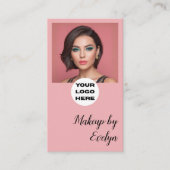 Carte De Visite Code QR Logo Script Rose Pâle Photo Maquillage (Devant)