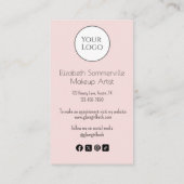 Carte De Visite Code QR Logo Script Rose Pâle Photo Maquillage (Dos)
