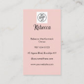 Carte De Visite Code QR Logo Script Rose Pâle Photo Vernis Ongles (Dos)