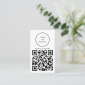 Carte De Visite Code QR Logo Simple Moderne Noir et Blanc Droit (Debout devant)