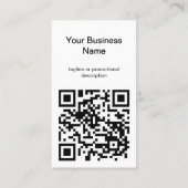 Carte De Visite Code QR Logo Simple Moderne Noir et Blanc Droit (Dos)