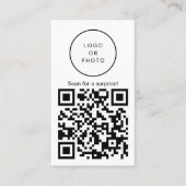 Carte De Visite Code QR Logo Simple Moderne Noir et Blanc Droit (Devant)