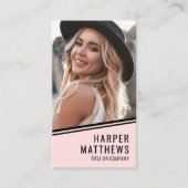 Carte De Visite Code QR Logo Simple Rose Pâle (Devant)