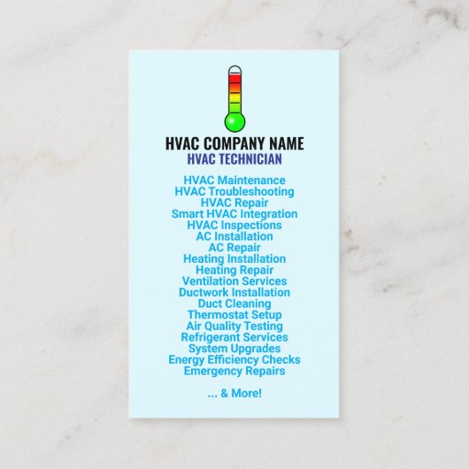 Carte De Visite Code QR, Logo & Slogan | Chauffage et refroidissem (Dos)