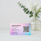 Carte De Visite Code QR Logo Sourcils Cils Salon de Beauté Élégant (Debout devant)