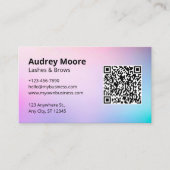 Carte De Visite Code QR Logo Sourcils Cils Salon de Beauté Élégant (Devant)