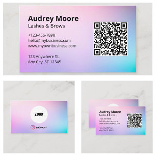 Carte De Visite Code QR Logo Sourcils Cils Salon de Beauté Élégant