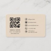 Carte De Visite Code QR Logo Taupe Neutre Professionnel (Devant)